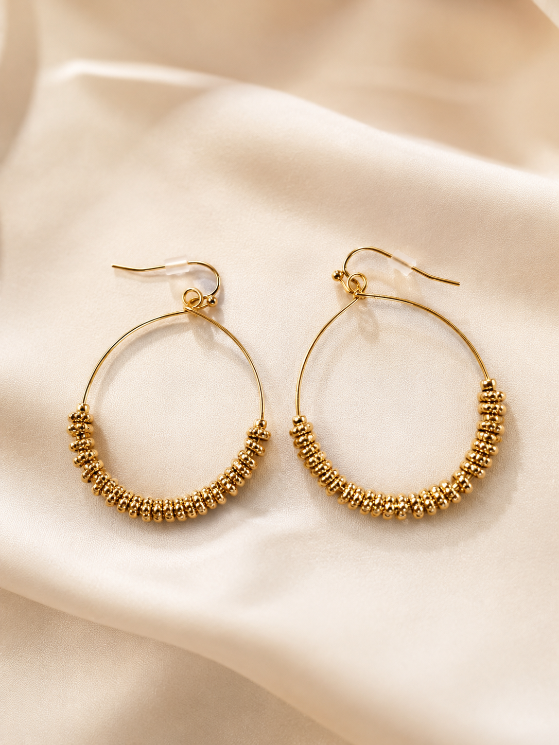 Elegant Gold-Tone Steel Large Hoop Dangle Earrings