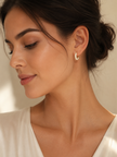 Elegant Pearl White & Gold-Tone Stainless Steel Huggie Hoops