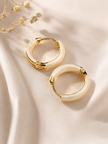 Elegant Pearl White & Gold-Tone Stainless Steel Huggie Hoops