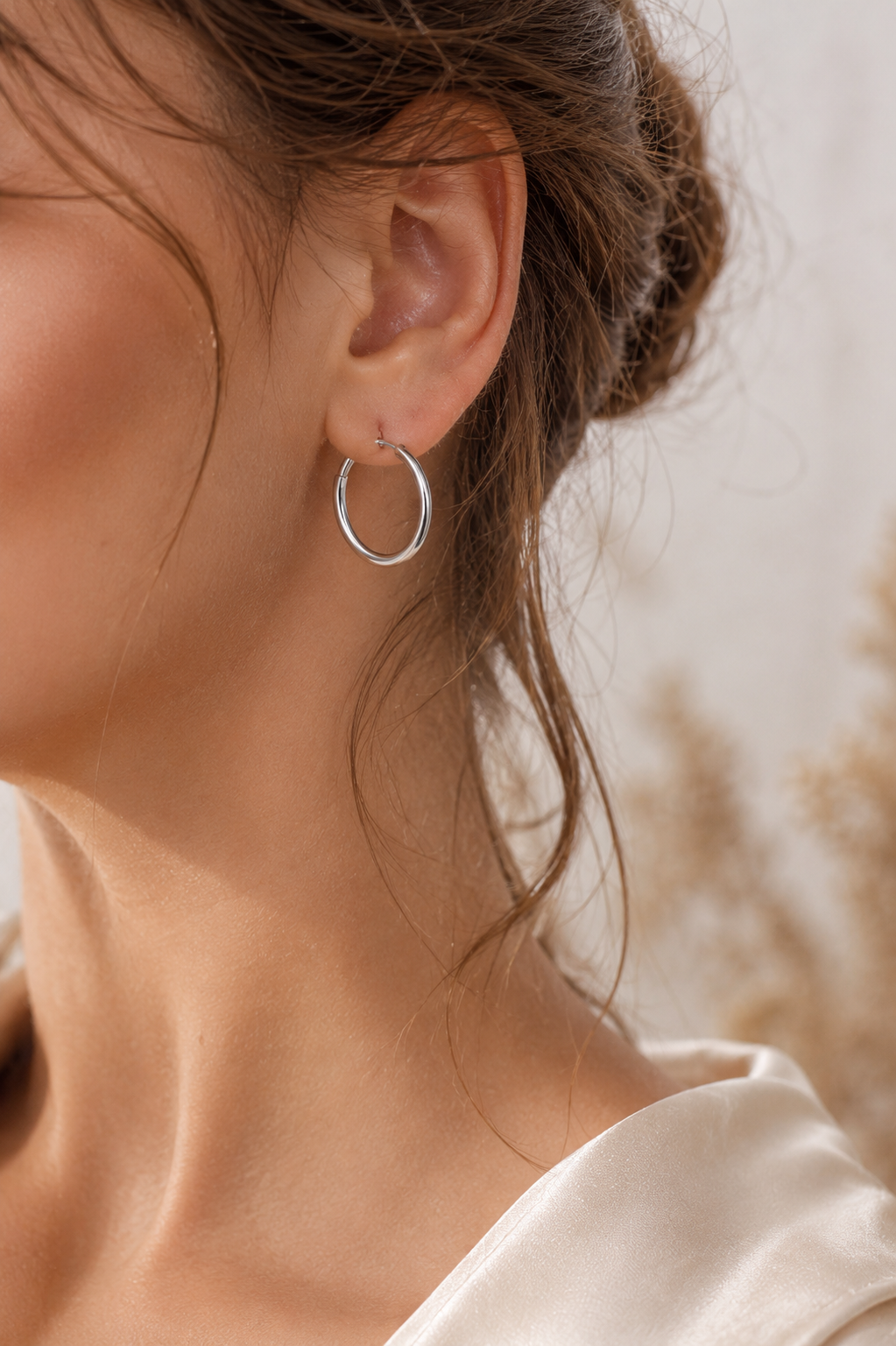 Classic 20mm Stainless Steel Hoop Earrings – Polished Silver Tone