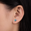 F136 Titanium Blue Opal Flat Back Stud Earrings – 18G Hypoallergenic Piercing