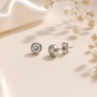 Tiny Titanium Bezel-Set Cubic Zirconia Stud Earrings