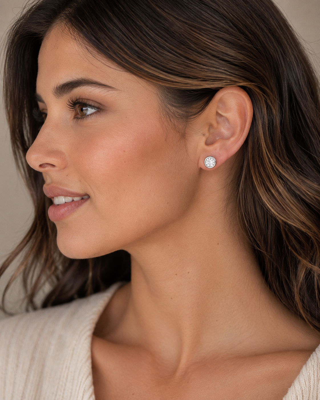 Classic 7mm Stainless Steel Round Cubic Zirconia Stud Earrings