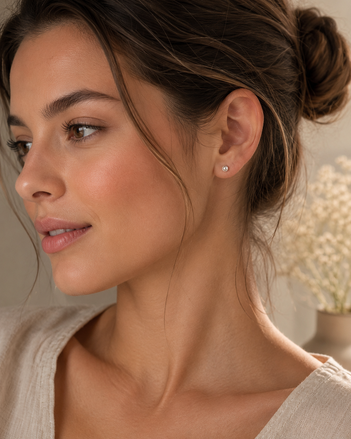 Tiny 3mm Stainless Steel Ball Stud Earrings – Silver Tone