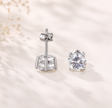 Classic 7mm 18K White Gold Plated Round Cubic Zirconia Stud Earrings