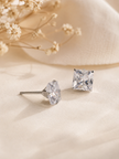 Classic Princess Cut Square Cubic Zirconia Stud Earrings