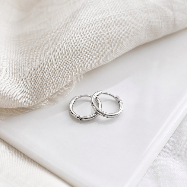Minimalist 12mm 316L Surgical Steel Huggie Hoop Earrings