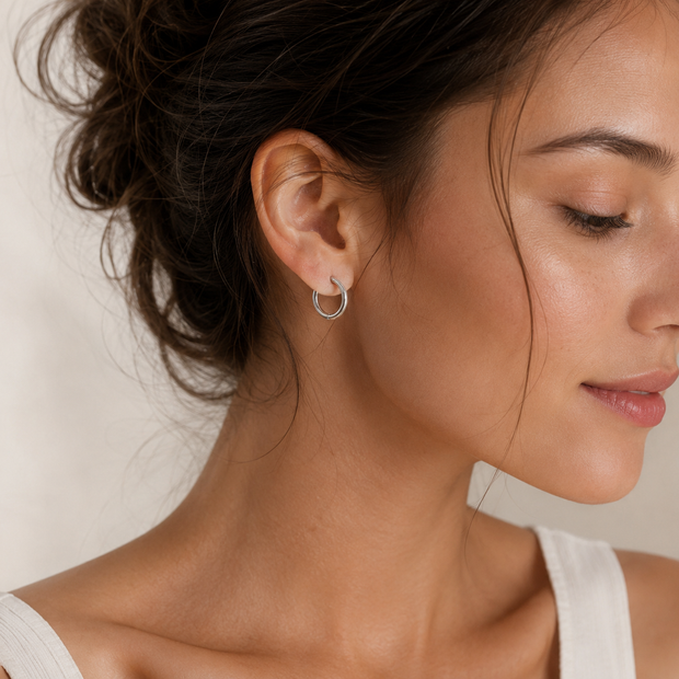 Minimalist 12mm 316L Surgical Steel Huggie Hoop Earrings