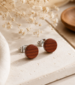 Minimalist Natural Wood Stud Earrings with Stainless Steel Post
