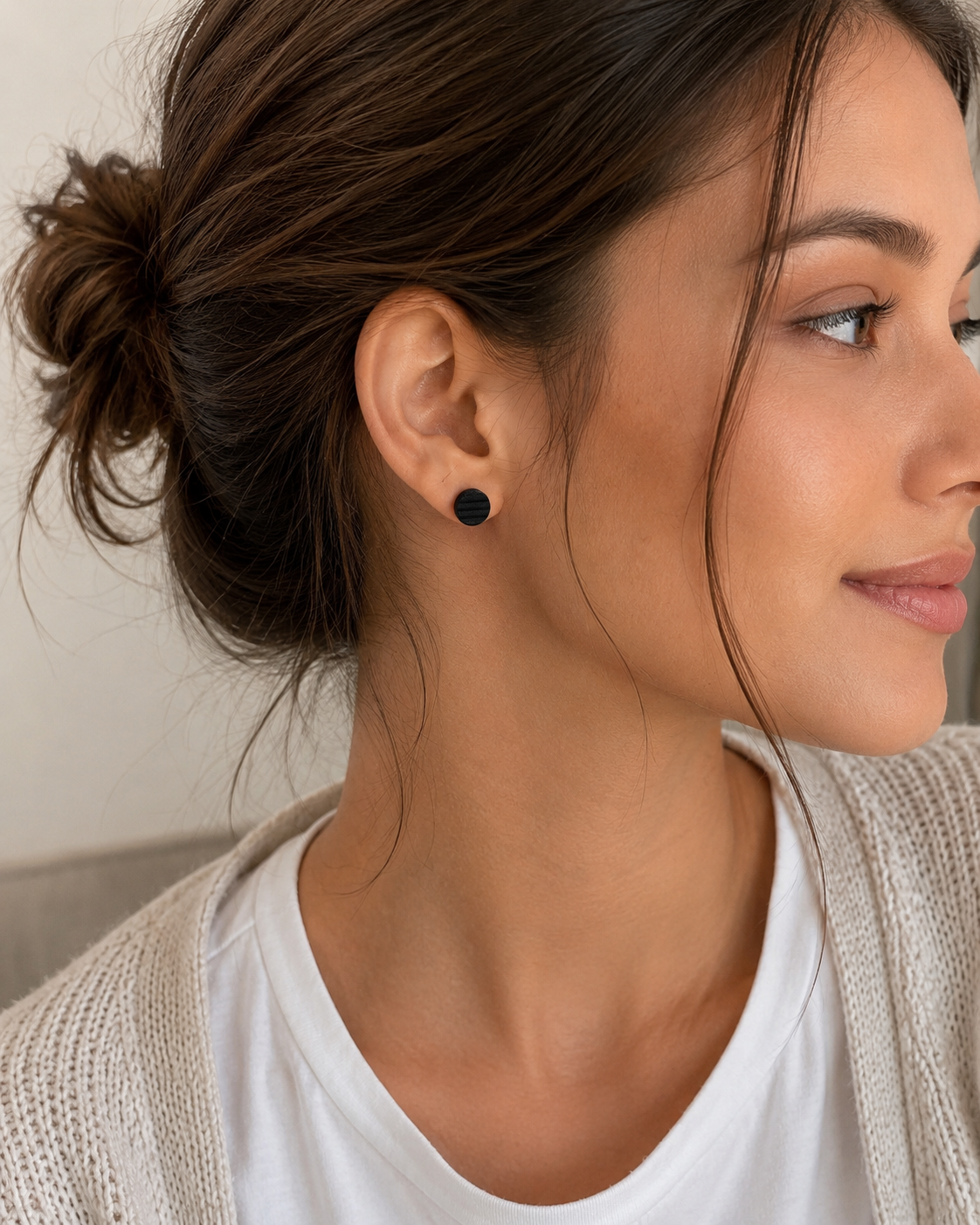 Minimalist Natural Wood Stud Earrings with Stainless Steel Post