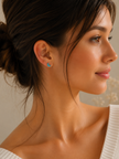 Dainty Stainless Steel Light Blue Enamel Crescent Moon Stud Earrings