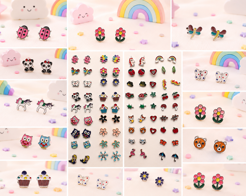 Playful & Hypoallergenic Kids Enamel Stud Earrings Collection