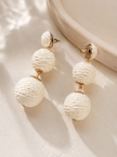 Handcrafted Bohemian Raffia Rattan Tiered Drop Earrings