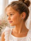 Sparkly 1.5cm Stainless Steel Multicolor Pavé Heart Stud Earrings