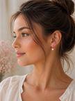 Romantic Pink Heart Crystal & Pearl Clip-On Drop Earrings