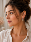 Elegant Silver-Tone Oval Faux Opal Clip-On Drop Earrings