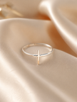 Minimalist Silver-Tone Stainless Steel Cross Ring