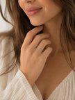 Minimalist Silver-Tone Stainless Steel Beaded Disc Ring
