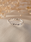 Minimalist Silver-Tone Stainless Steel Beaded Disc Ring