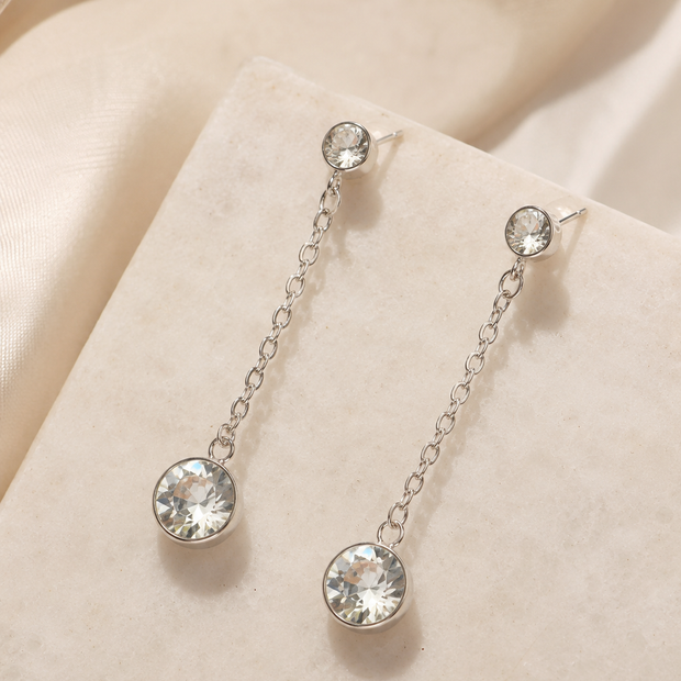 Surgical Steel Double Stone Swarovski Crystal Drop Earrings