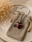Elegant Deep Red Heart Keepsake Memorial Urn Necklace