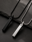 Minimalist Stainless Steel Vertical Bar Pendant Snake Chain Necklace