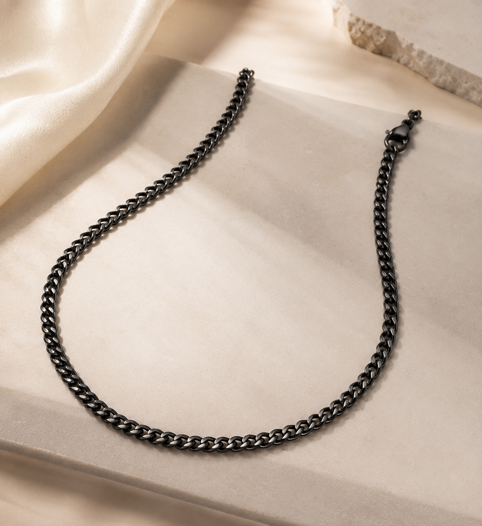 20 Inch Gunmetal Franco Chain – Premium Black Stainless Steel Jewelry