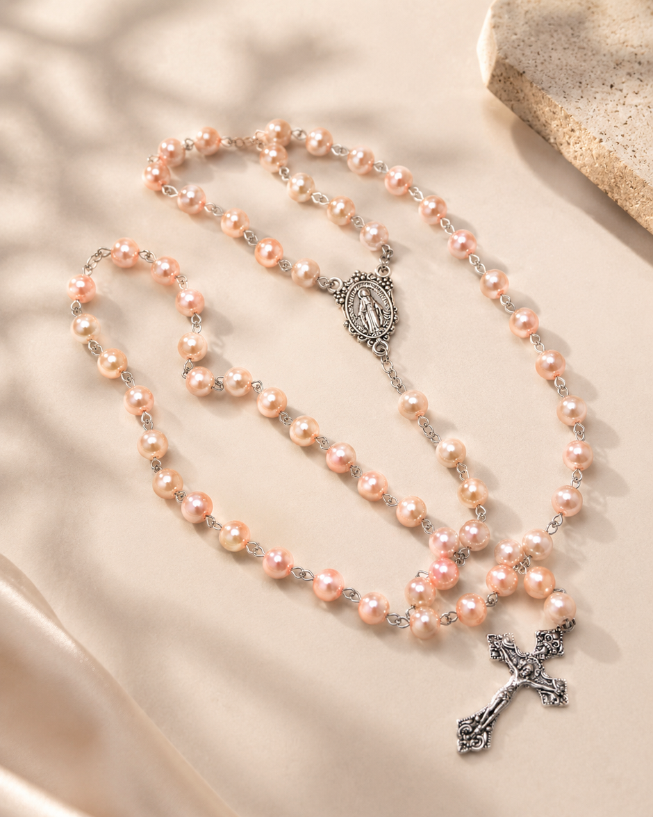 Crucifix Rosary Beads Necklace – Durable Stainless Steel Religious Jewelry