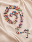 Colorful Polymer Clay Bead Rosary Necklace for Prayer or Fashion