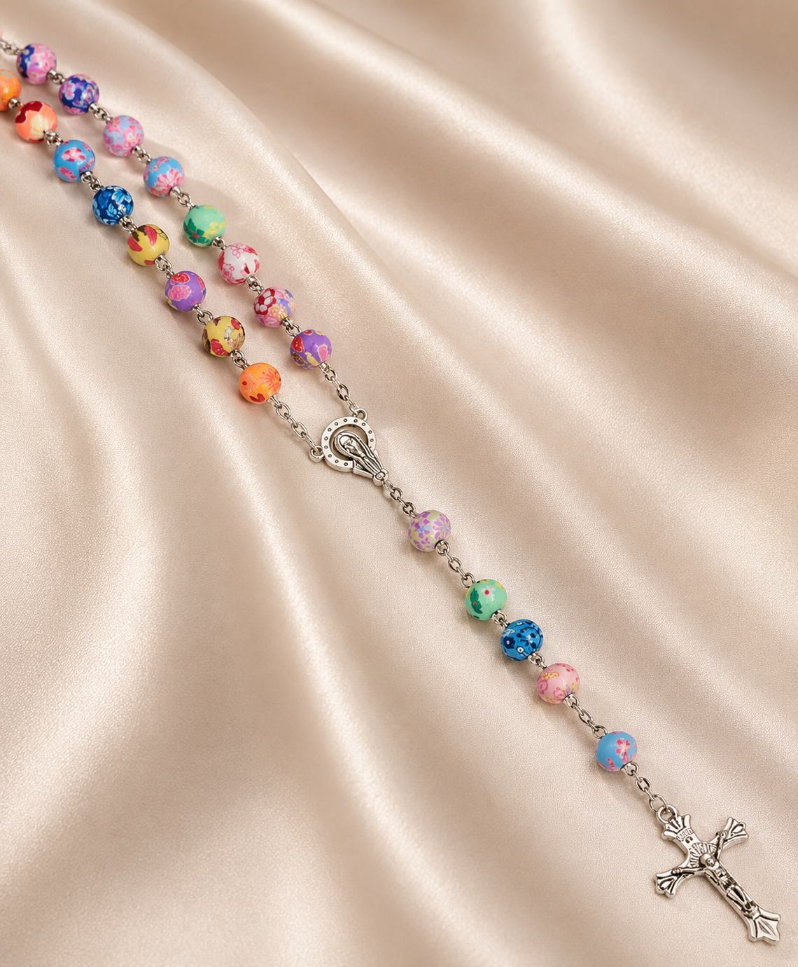 Colorful Polymer Clay Bead Rosary Necklace for Prayer or Fashion