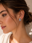 Sparkling Snow Leopard Stud Earrings – Cubic Zirconia Panther Heads (12mm)