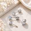 Surgical Steel Flat Back Stud Earrings – Cubic Zirconia Piercing Jewelry