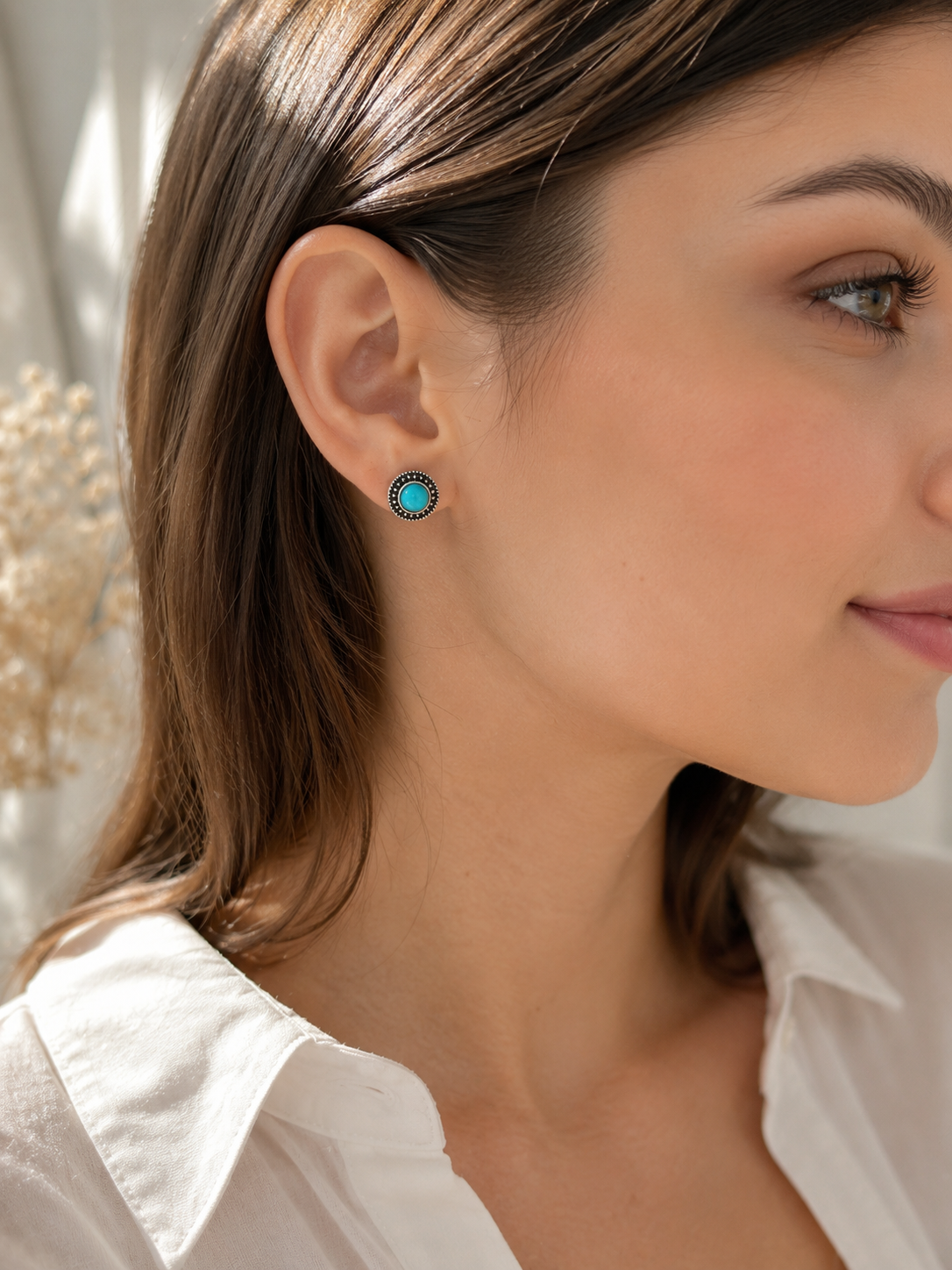 Minimalist Blue Stud Earrings – Dainty 1.2cm Everyday Jewelry
