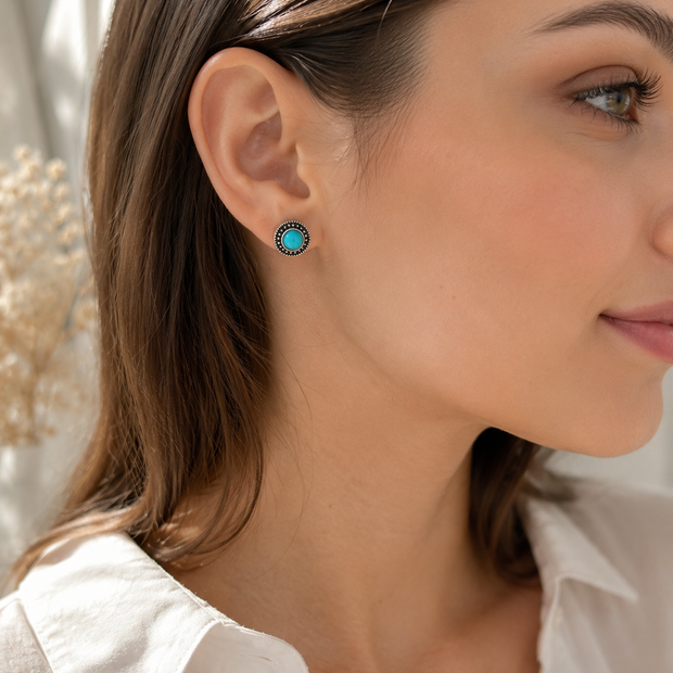Minimalist Blue Stud Earrings – Dainty 1.2cm Everyday Jewelry