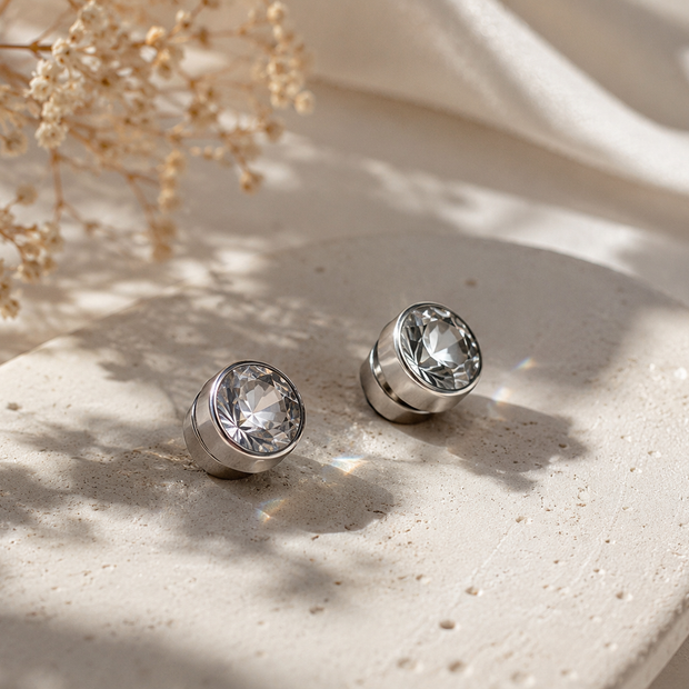 Crystal Magnetic Stud Earrings – Non-Pierced Fake Piercing Jewelry 6mm