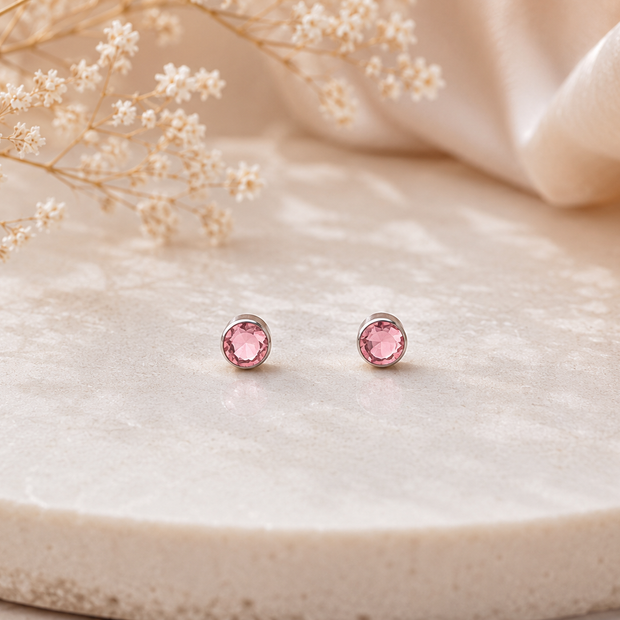 3mm Crystal Magnetic Stud Earrings – Non-Pierced Fake Piercing