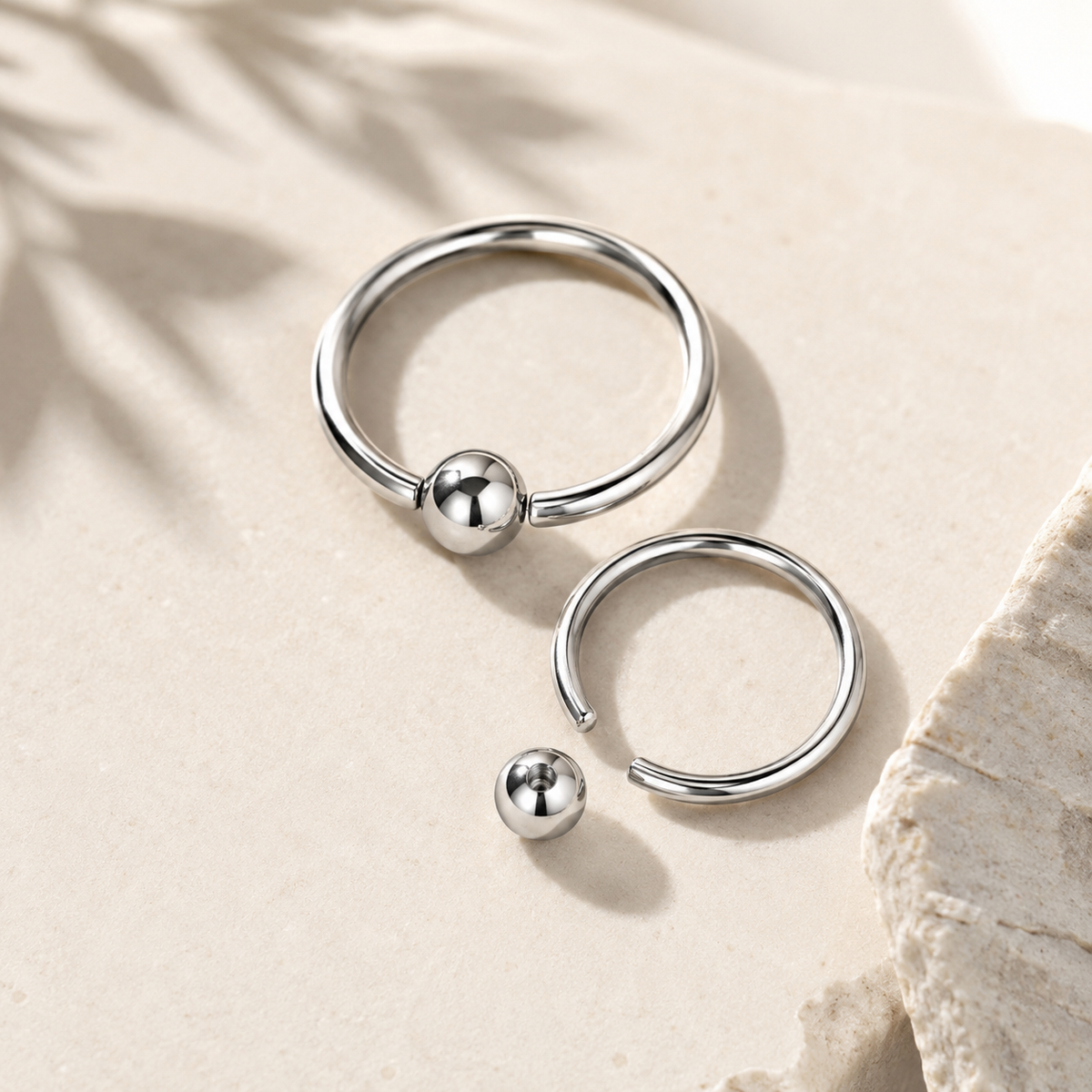 20G Surgical Steel Captive Bead Ring – 10mm Silver Piercing Hoop