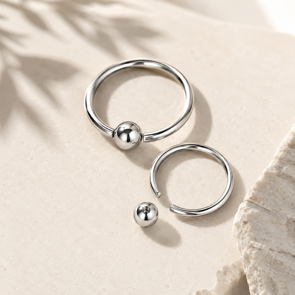 20G Surgical Steel Captive Bead Ring – 10mm Silver Piercing Hoop