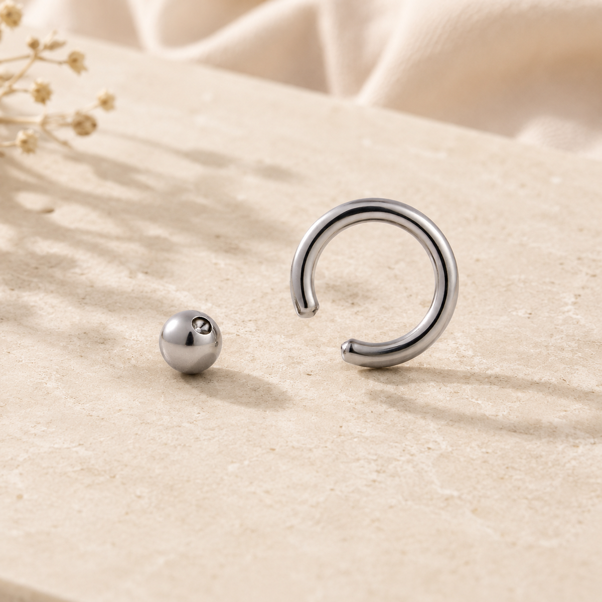 20G Surgical Steel Captive Bead Ring – 10mm Silver Piercing Hoop