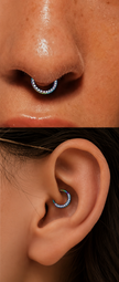 16G Stainless Steel CZ Hinged Hoop – Cartilage & Septum Piercing