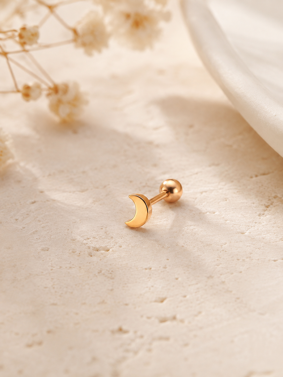 16G Gold Surgical Steel Stud – Minimalist Geometric Cartilage Piercing