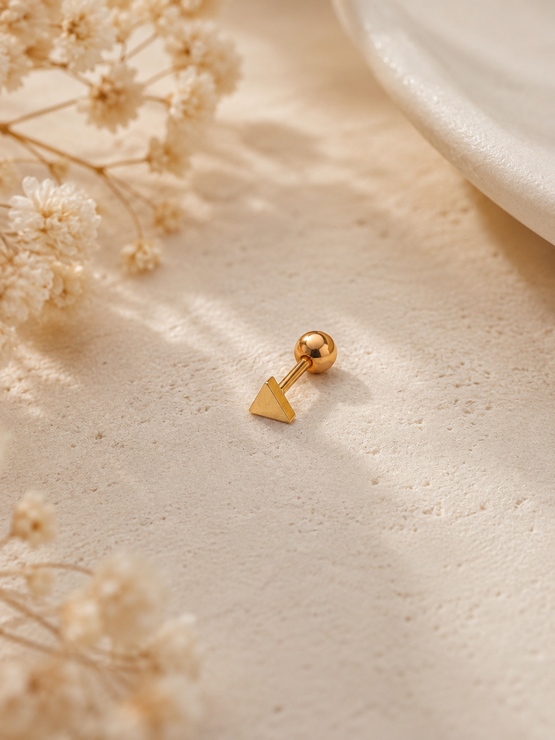 16G Gold Surgical Steel Stud – Minimalist Geometric Cartilage Piercing