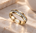Channel-Set Crystal Wedding Band – 18K Gold Finish Titanium Steel (6 mm)