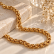 Chunky Braided Wheat Franco Chain Necklace – 18K Gold Finish Stainless Steel (7 mm / 60 cm / 24