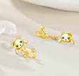 925 Sterling Silver Gold Plated Cute Cat Stud Earrings for Women