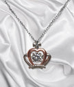 Two-Tone Queen Crown Pendant Necklace – Czech Crystal Centerpiece