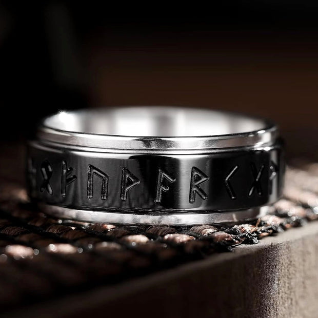 Stainless Steel Rune Viking Ring – Norse Mythology Band for Men & Women