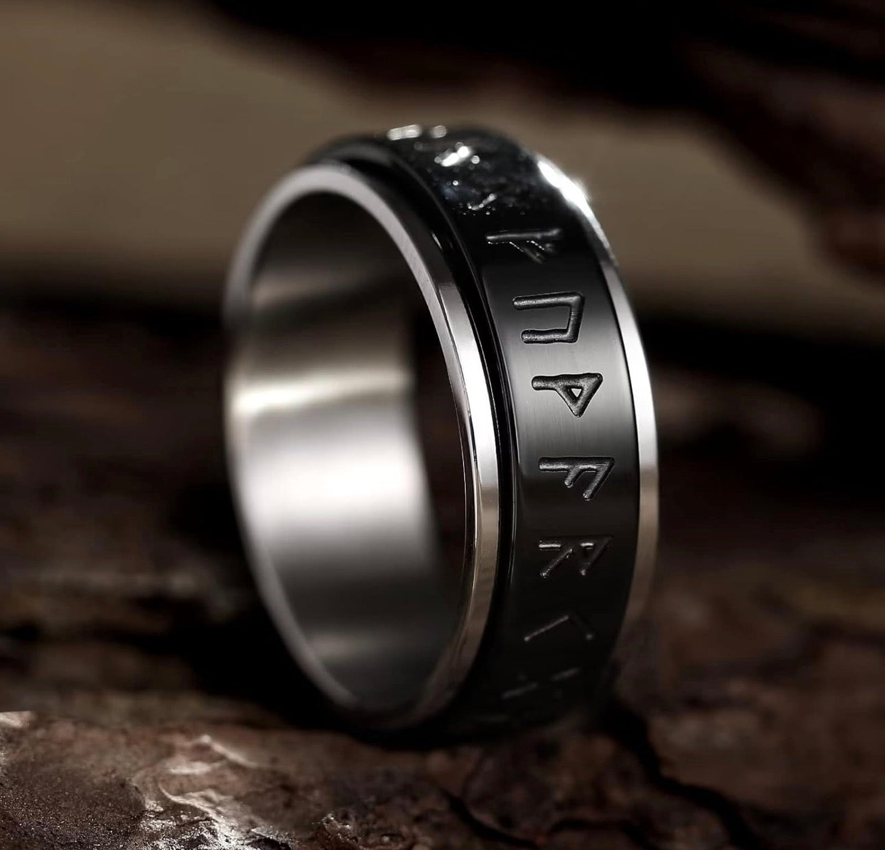 Titanium Rune Viking Ring