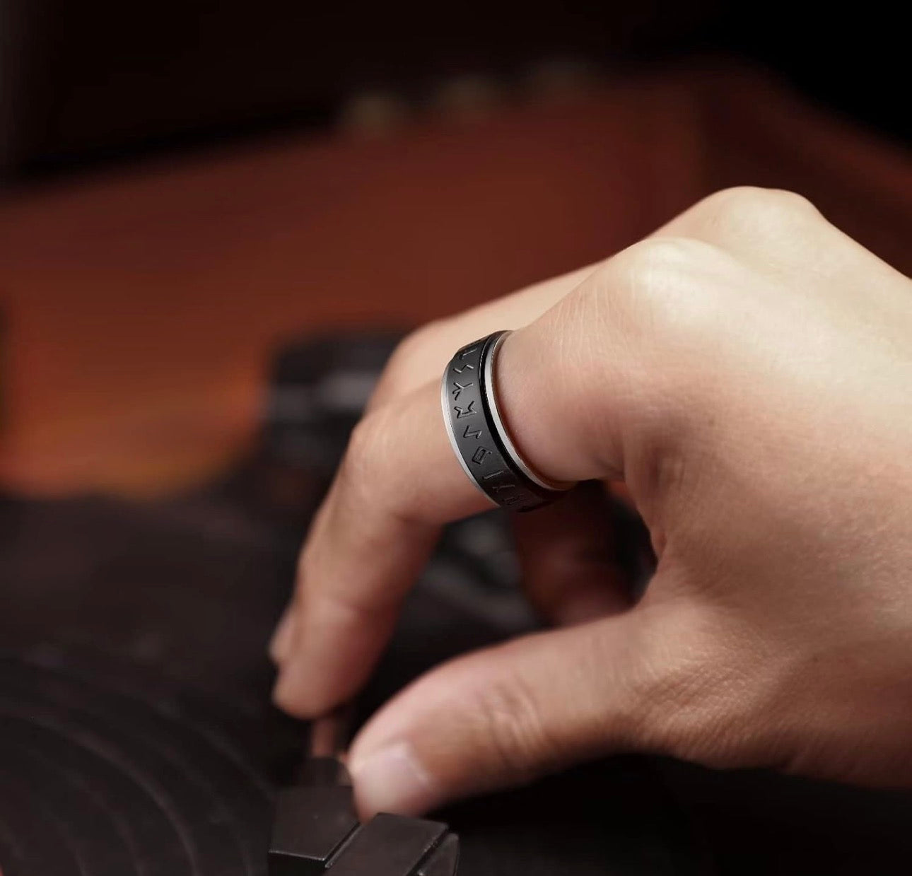 Titanium Rune Viking Ring
