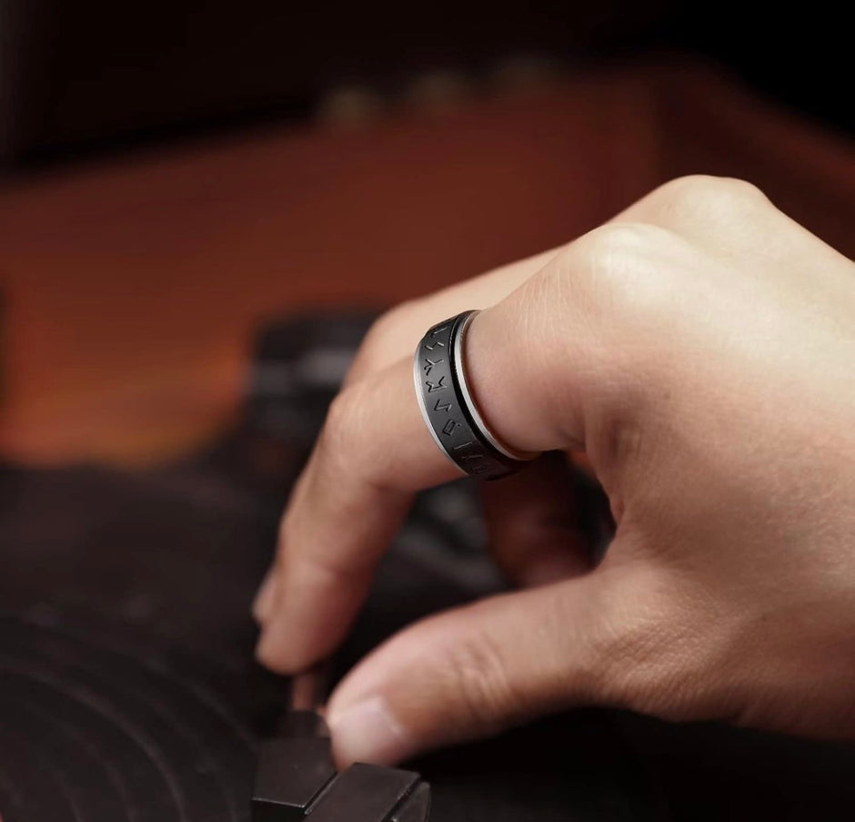 Stainless Steel Rune Viking Ring – Norse Mythology Band for Men & Women